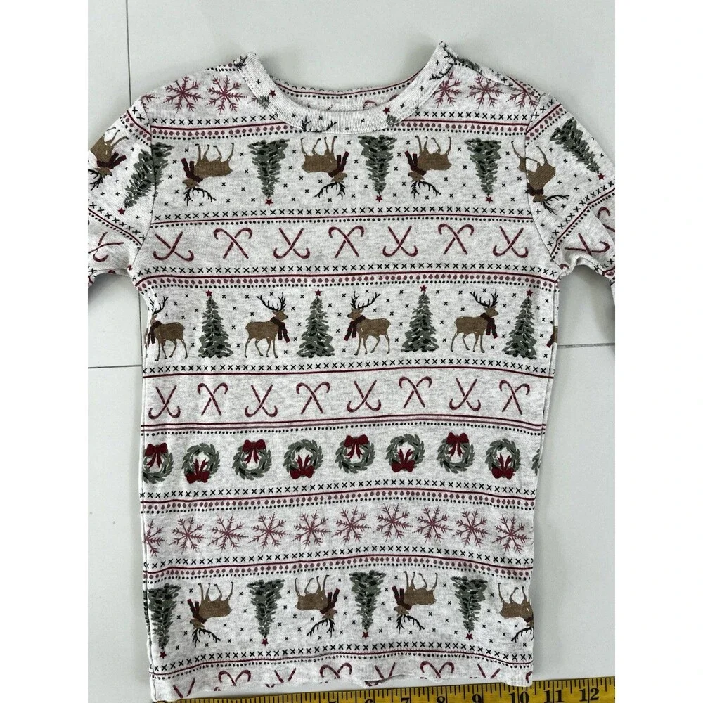 Gap Kids Christmas Pajamas Cotton Reindeer Candy Cane Vintage Print Boys Girls 6